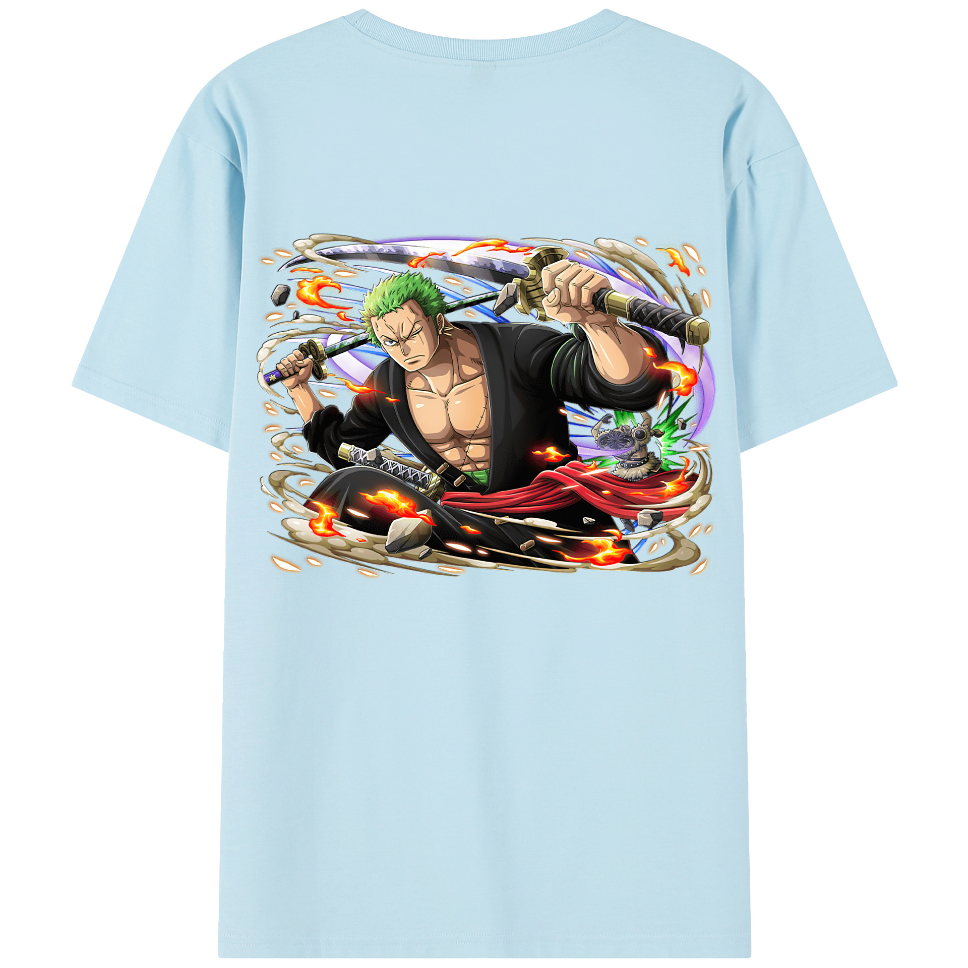 ワンピース ロロノア・ゾロ ONE PIECE Roronoa Zoro 綿100％半袖Tシャツ（背面プリント）
